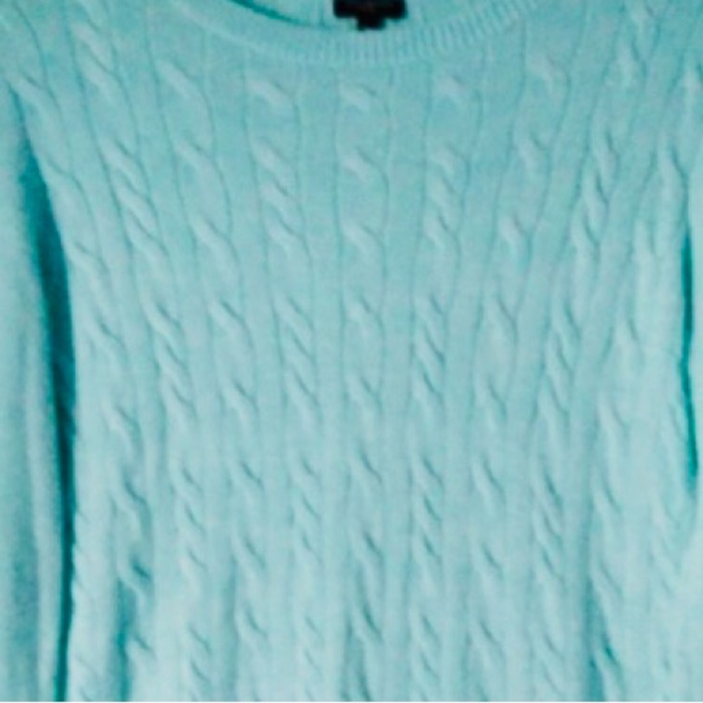 Talbots mint green cable-knit sweater Lambswool Blend XL - Picture 7 of 9